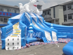 Commercial Polar Bear Water Slide Backyard Inflatable Pool Slide For Adults