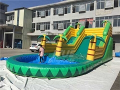 Outdoor Backyard Inflatable Castle Inflatable Water Slide With Pool For Sale