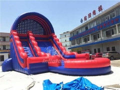 Blue And Red Commercial Inflatable Slide With Pool With Logo Printing