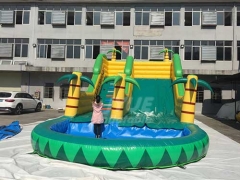 Outdoor Backyard Inflatable Castle Inflatable Water Slide With Pool For Sale