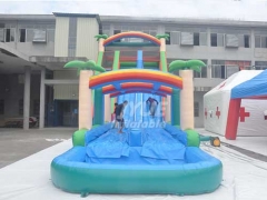 Commercial Giant Grade Jungle Theme Tree Blue Amusement Slide Inflatable Water Slides With Pool