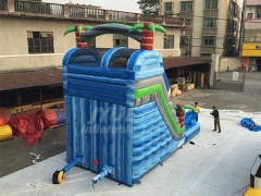 Commercial Use Durable PVC Tarpaulin Inflatable Tropical Palm Tree Water Splash Slide With Pool