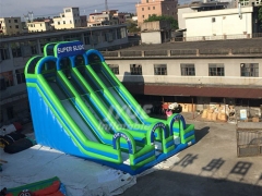 Commercial Large Outdoor Three Lane Inflatable Super Slide With Air Blower