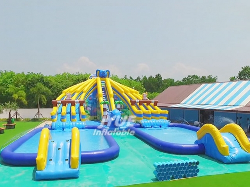 Commercial Inflatable Water Slide two swimming pool Custom Inflatable Ground Water Park for Kids and Adults