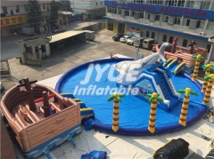 Commercial Mobile Land Inflatable Ground Water Park with Pool Slide for Sale