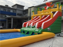 Land water park customized inflatable amusement outdoor games ground water park kids play inflatable water slide pool park