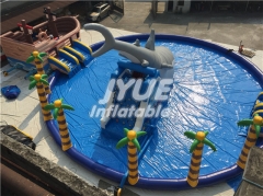 Commercial Mobile Land Inflatable Ground Water Park with Pool Slide for Sale