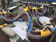 Commercial water play equipment mobile land inflatable ground water park with large pool slide for adults