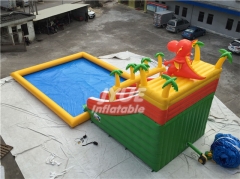 Land water park customized inflatable amusement outdoor games ground water park kids play inflatable water slide pool park