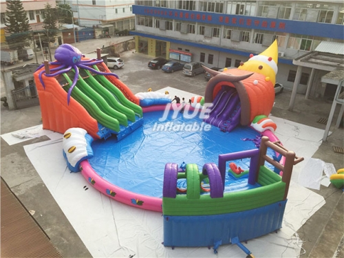 Giant portable outdoor swimming pool amusement equipment inflatable theme water park with slide for land