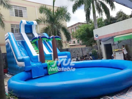 Commerical Mobile Land Inflatable Ground Water Park with Pool Slide For Adults