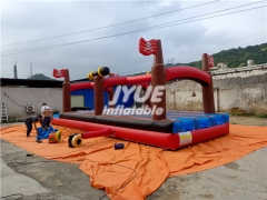 Pirate Ship Theme Dual Lane Inflatable Slip n Slide Water Slide with Blower