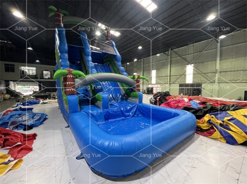 New Arrivals Palm Tree Inflatable Water Slide Inflatable Kids Slide Pool