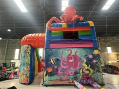 Marble Octopus Inflatable Slide Double lane Inflatable Water Slide with Pool Slide for Party Business