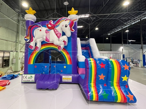 Wet/Dry Inflatable Bouncer Slide Jumping Castle Unicorn Bounce House Combo For Kids Commercial Grade PVC Model