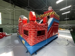 Party Rental Blow up Inflatable Jumping Castle Combo Fire Station Commercial Bouncy Castles