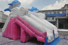 Dolphin Pink Inflatable Swimming Pool Slides For Inground Pools