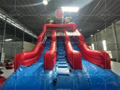 Dinosaur Inflatable Slide Customized Double lane Water Slide with Pool