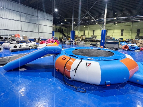Popular Water Park Inflatable Floating Water Trampoline With Slide for Amusement Park